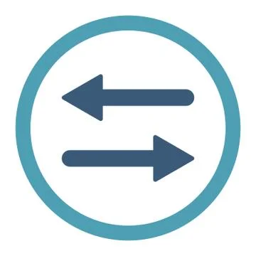 Arrows Exchange flat cyan and blue colors rounded vector icon Stock Illustration