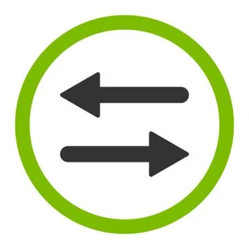 Arrows Exchange flat eco green and gray colors rounded vector icon Stock Illustration