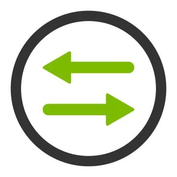 Arrows Exchange flat eco green and gray colors rounded vector icon Stock Illustration