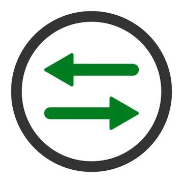 Arrows Exchange flat green and gray colors rounded vector icon Illustrazione stock