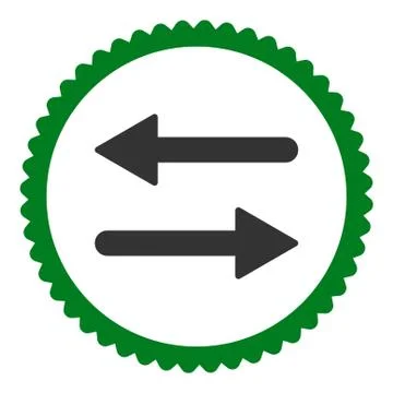 Arrows Exchange flat green and gray colors round stamp icon Stock Illustration
