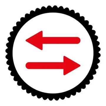 Arrows Exchange flat intensive red and black colors round stamp icon 스톡 일러스트