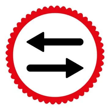 Arrows Exchange flat intensive red and black colors round stamp icon 스톡 일러스트