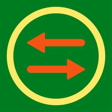Arrows Exchange flat orange and yellow colors rounded vector icon Stock Illustration