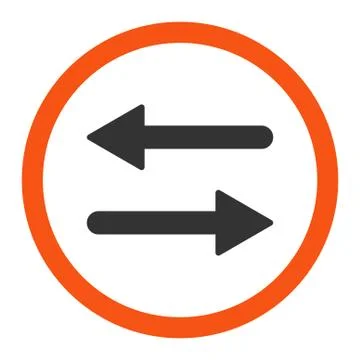 Arrows Exchange flat orange and gray colors rounded vector icon Stock Illustration