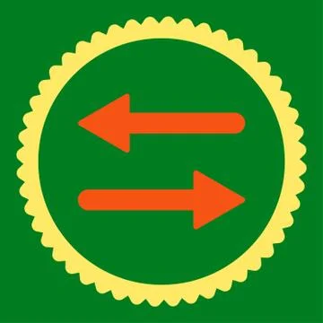 Arrows Exchange flat orange and yellow colors round stamp icon Illustrazione stock