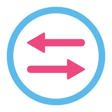 Arrows Exchange flat pink and blue colors rounded vector icon Stock Illustration