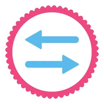 Arrows Exchange flat pink and blue colors round stamp icon イラスト素材