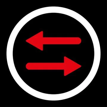 Arrows Exchange flat red and white colors rounded raster icon Stock Illustration