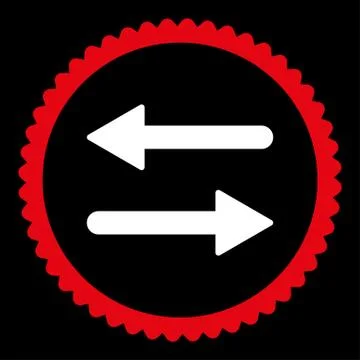 Arrows Exchange flat red and white colors round stamp icon Stock Illustration
