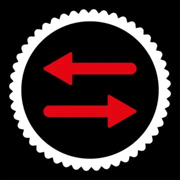 Arrows Exchange flat red and white colors round stamp icon Illustrazione stock
