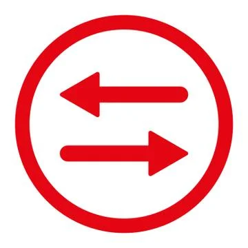 Arrows Exchange flat red color rounded vector icon Stock Illustration