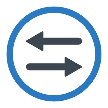 Arrows Exchange flat smooth blue colors rounded vector icon Stock Illustration