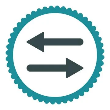 Arrows Exchange flat soft blue colors round stamp icon Stock Illustration