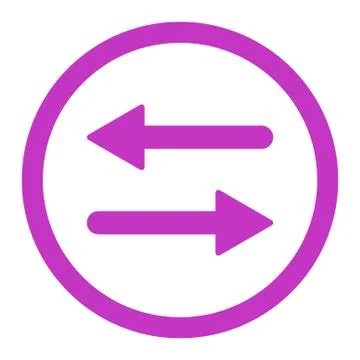 Arrows Exchange flat violet color rounded vector icon Stock Illustration