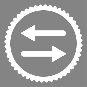 Arrows Exchange flat white color round stamp icon Stock Illustration