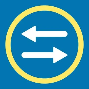 Arrows Exchange flat yellow and white colors rounded raster icon Stock Illustration