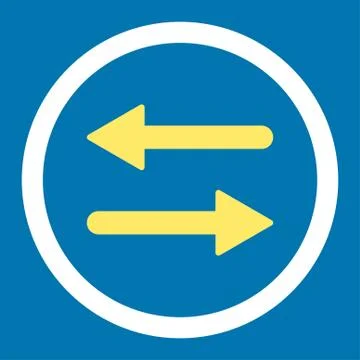 Arrows Exchange flat yellow and white colors rounded vector icon Illustrazione stock