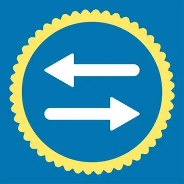 Arrows Exchange flat yellow and white colors round stamp icon Stock Illustration