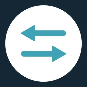Arrows Exchange Horizontal flat blue and white colors round button Stock Illustration