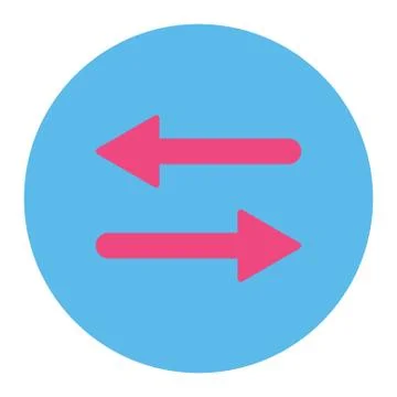 Arrows Exchange Horizontal flat pink and blue colors round button Illustrazione stock