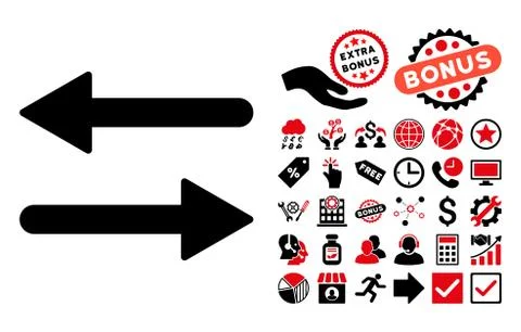 Arrows Exchange Horizontal Flat Vector Icon with Bonus Stock Illustration