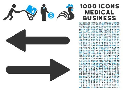 Arrows Exchange Horizontal Icon with 1000 Medical Business Symbols イラスト素材