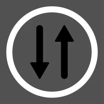 Arrows Exchange Vertical flat black and white colors rounded raster icon 스톡 일러스트