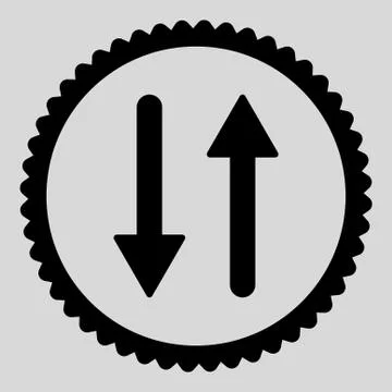 Arrows Exchange Vertical flat black color round stamp icon Illustrazione stock