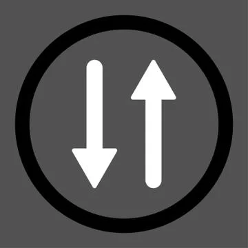 Arrows Exchange Vertical flat black and white colors rounded vector icon Stock Illustration