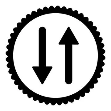 Arrows Exchange Vertical flat black color round stamp icon Illustrazione stock