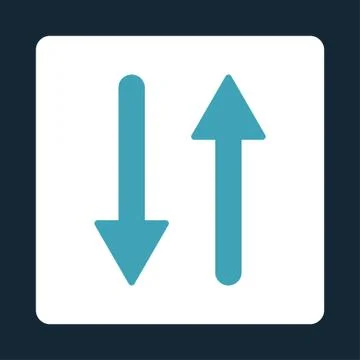Arrows Exchange Vertical flat blue and white colors rounded button Stock Illustration
