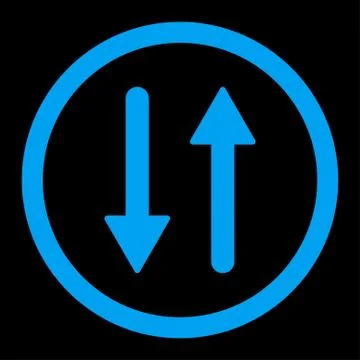 Arrows Exchange Vertical flat blue color rounded vector icon Stock Illustration