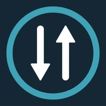 Arrows Exchange Vertical flat blue and white colors rounded vector icon Illustrazione stock