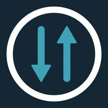 Arrows Exchange Vertical flat blue and white colors rounded vector icon Stock Illustration