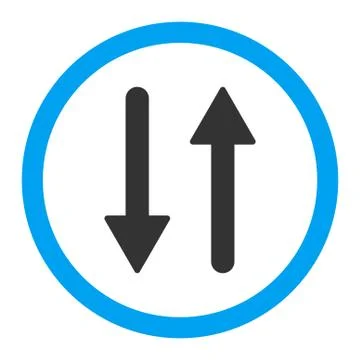 Arrows Exchange Vertical flat blue and gray colors rounded vector icon Stock Illustration