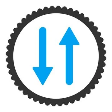 Arrows Exchange Vertical flat blue and gray colors round stamp icon Illustrazione stock
