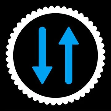 Arrows Exchange Vertical flat blue and white colors round stamp icon Illustrazione stock