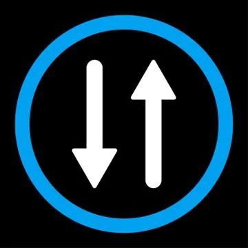 Arrows Exchange Vertical flat blue and white colors rounded vector icon Stock Illustration