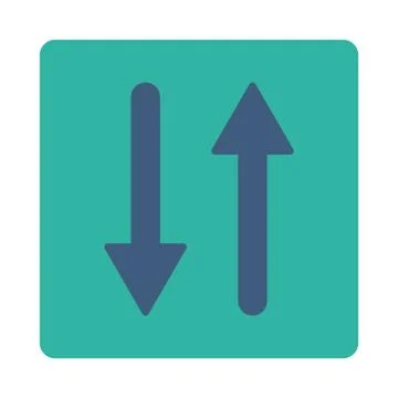 Arrows Exchange Vertical flat cobalt and cyan colors rounded button Illustrazione stock