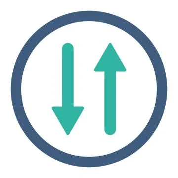 Arrows Exchange Vertical flat cobalt and cyan colors rounded vector icon Stock Illustration