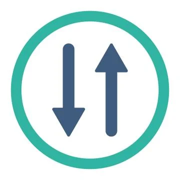 Arrows Exchange Vertical flat cobalt and cyan colors rounded vector icon Illustrazione stock
