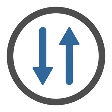 Arrows Exchange Vertical flat cobalt and gray colors rounded vector icon Stock Illustration
