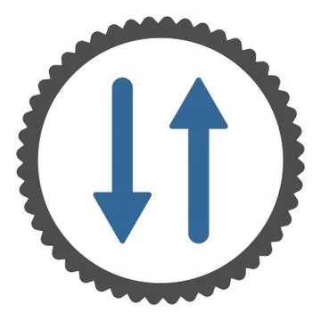 Arrows Exchange Vertical flat cobalt and gray colors round stamp icon Stock Illustration