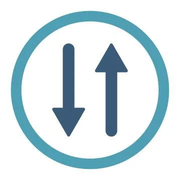 Arrows Exchange Vertical flat cyan and blue colors rounded vector icon Stock Illustration