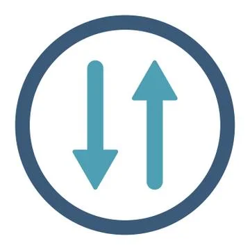 Arrows Exchange Vertical flat cyan and blue colors rounded vector icon Stock Illustration
