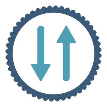 Arrows Exchange Vertical flat cyan and blue colors round stamp icon Stock Illustration