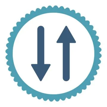 Arrows Exchange Vertical flat cyan and blue colors round stamp icon イラスト素材