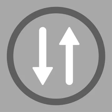 Arrows Exchange Vertical flat dark gray and white colors rounded vector icon Stock Illustration