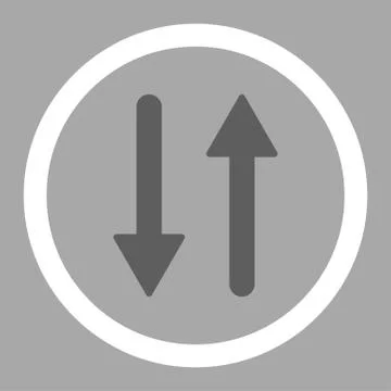Arrows Exchange Vertical flat dark gray and white colors rounded vector icon Stock Illustration